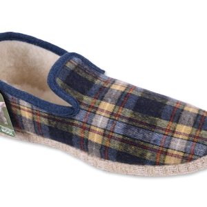 Chausson écossais “La Maison de l’Espadrille” – homme – marine – “modèle Fabrice F113” – semelle feutre 5 chaînes – fourré laine – TAILLES 41 à 46