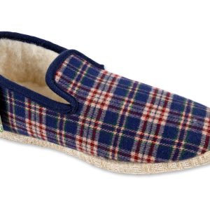 Chausson écossais “La Maison de l’Espadrille” – homme – marine – “modèle Arsène F111” – semelle feutre 5 chaînes – fourré laine – TAILLES 41 – 42 – 43 – 45 – 46