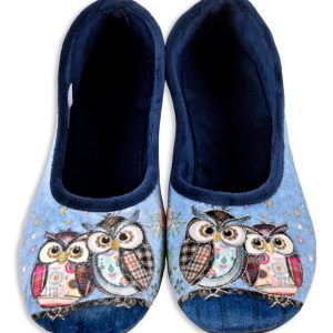 Ballerines – “La maison de l’Espadrille – femme – velours – marine – “modèle Hiboux 6041” – tissus très souple – semelles caoutchouc antidérapantes – TAILLES 37 – 38 – 40