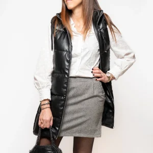 Doudoune longue sans manches noire Luna