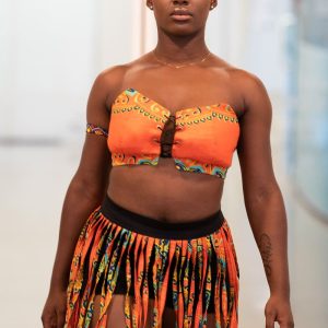 Crop top à lacets orange