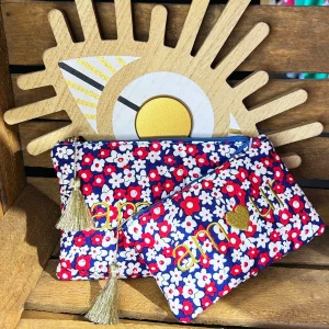 Duo pochettes rouges fleuries Amour