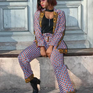 Ensemble veste et pantalon en wax Rokya