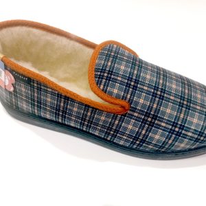 Chaussons “Fargeot” – homme – gris – “modèle Gustin” – semelles en caoutchouc antidérapantes – intérieur fourré laine