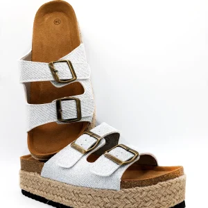 Mules compensées argent Beaches