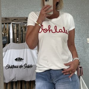 T-shirt Ohlala  blanc/rouge