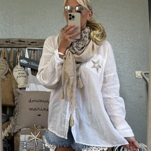 Écharpe patch beige marine