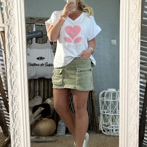 T-shirt Amour rose baby