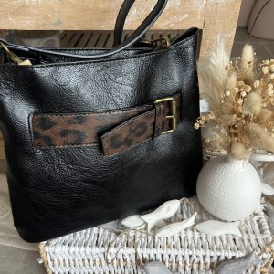 Sac noir léopard