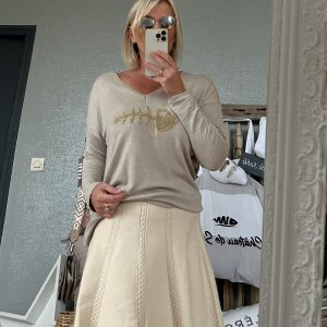 Pull fin fish beige doré