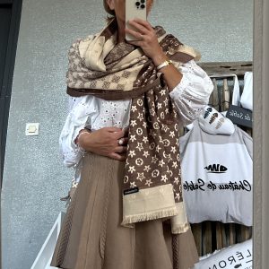 Châle écharpe choco beige