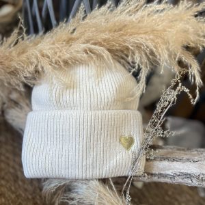 Bonnet ecru cœur doré