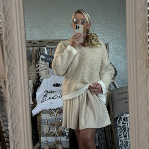 Pull bouclette beige ecru