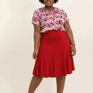 Jupe Patineuse Evasée - Trapèze - Bordeaux