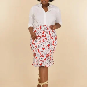 Jupe Stretch Imprimé en Relief - Volants