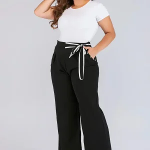 Pantalon Noir- Taille haute- Ceinture