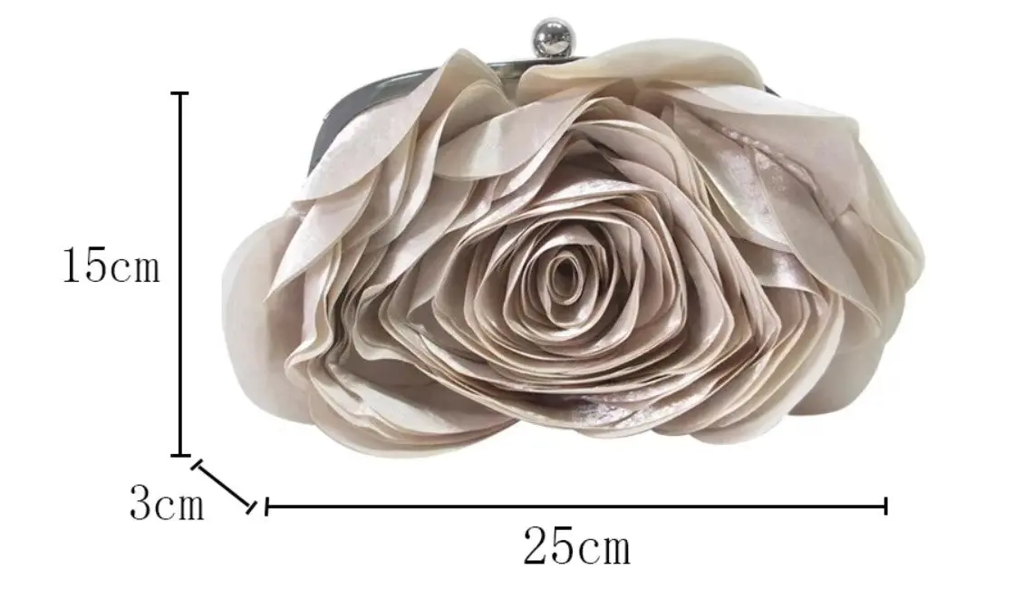 Pochette Fleur Satin Doré 3D – Image 5