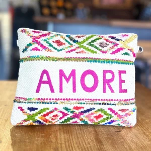 Pochette tissée blanc Amore