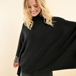 Pull poncho col roulé