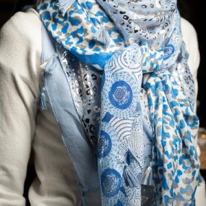 Foulard bleu/doré Seoul