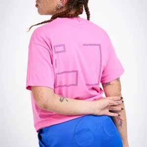 Tee-shirt rose, à grand logo strass
