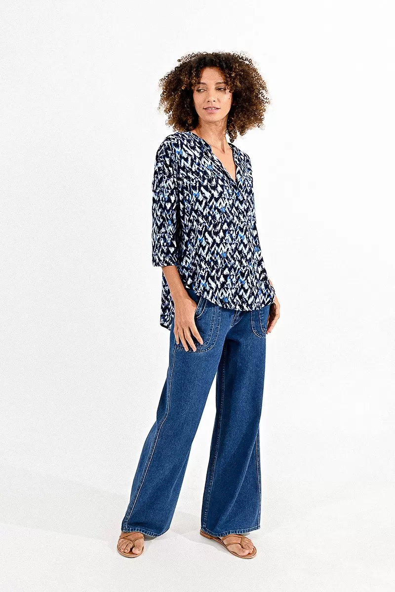 Top léger imprimé bleu – Image 2
