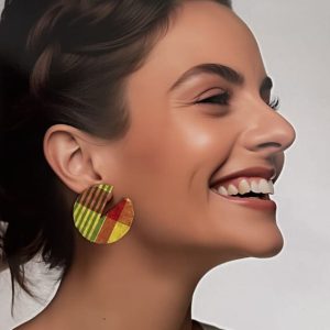 Boucles d’oreilles disque vide madras