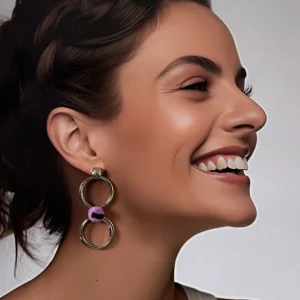 Boucles d’oreilles double trio de cercle wax