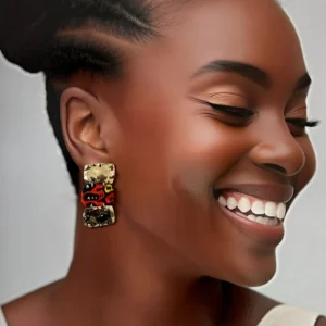 Boucles d’oreilles rectangle marbré wax