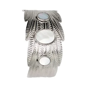 Bracelet argenté Plume