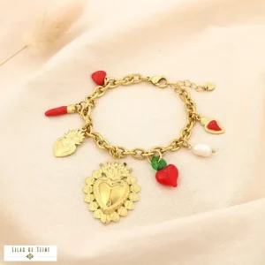 Bracelet breloque coeur rouge