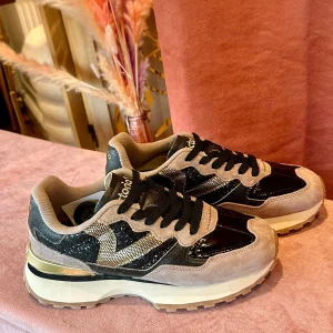 BASKETS VICTORIA GLAM TAUPE / NOIR PAILLETÉES