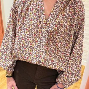 BLOUSE IMPRIMÉE LIBERTY MARRON JEANNE