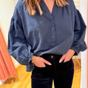 BLOUSE À CARREAUX MARINE/NOIRE LAURE