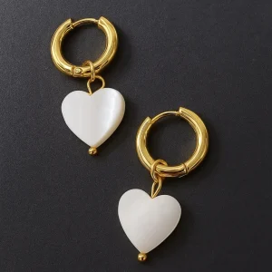 Boucles d'Oreilles Cœur Nacré - Irma