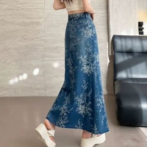 Jupe en Jean à Motifs Naturels