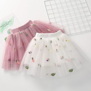 Jupe tutu brodée pour fille motifs fruits
