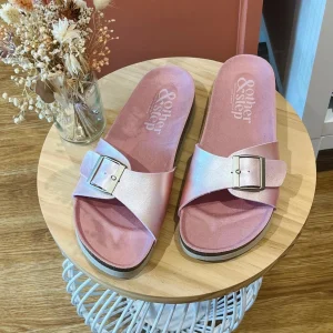 MULES LARGE BRIDE ROSE MÉTAL ROSY