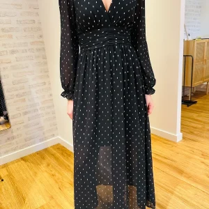 ROBE LONGUE NOIRE/ARGENTÉ  SMOCKÉE ONLY