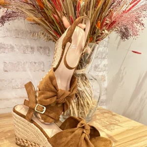 SANDALES COMPENSÉES NOUÉES CAMEL GEORGINA