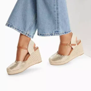 SANDALES COMPENSÉES TRESSAGE OR NADINE